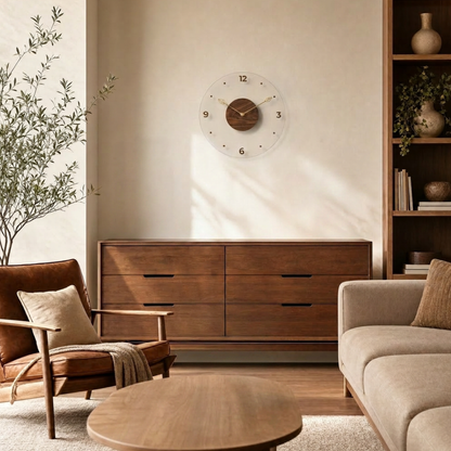 Modern Acrylic & Walnut Wall Clock