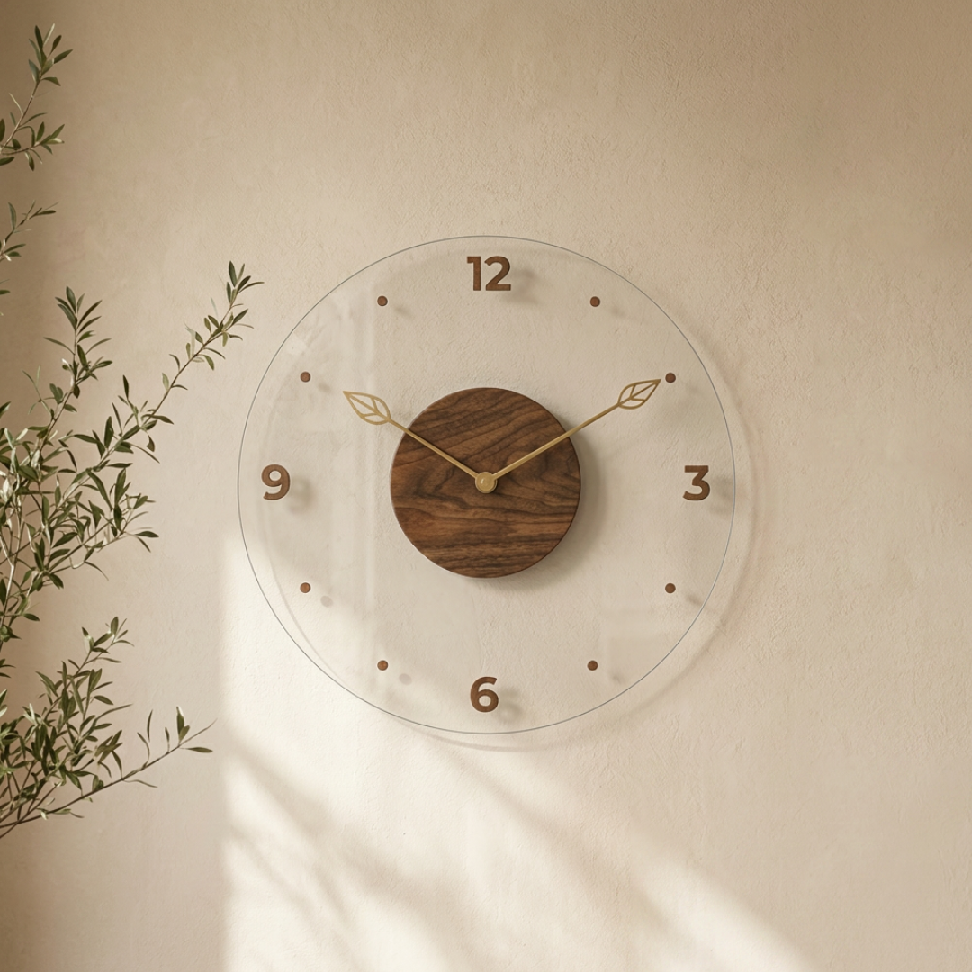 Modern Acrylic & Walnut Wall Clock