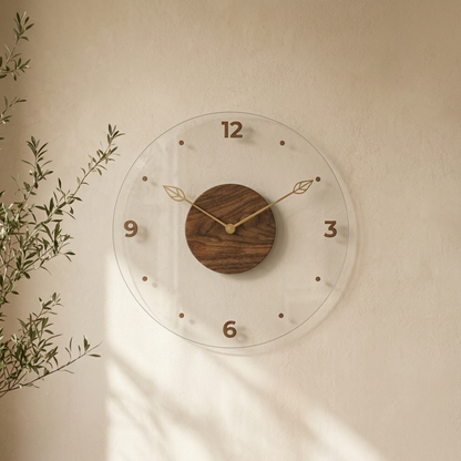 Modern Acrylic & Walnut Wall Clock