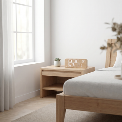 Modern Wood Grain LED Digital Alarm Clock