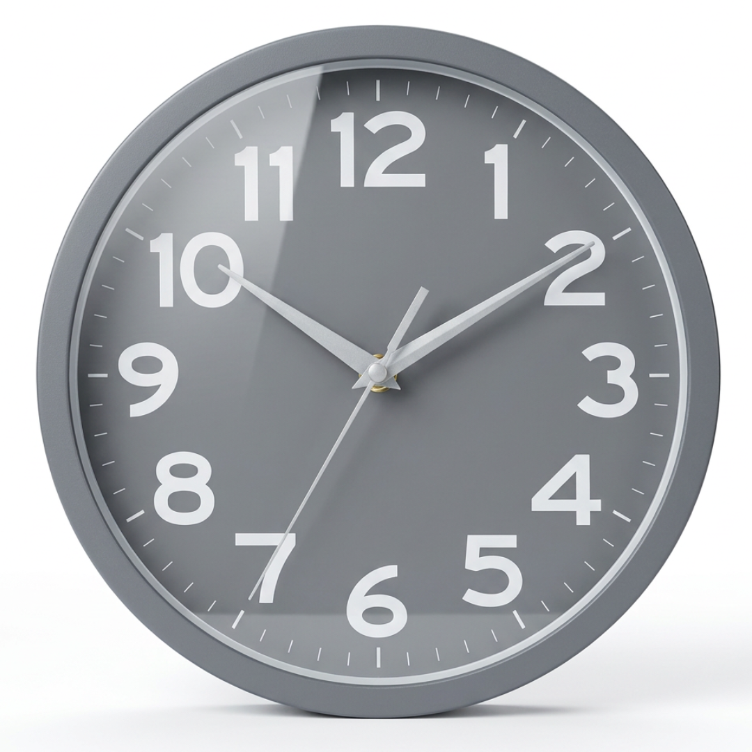 Contemporary Matte Grey Kitchen Wall Clock