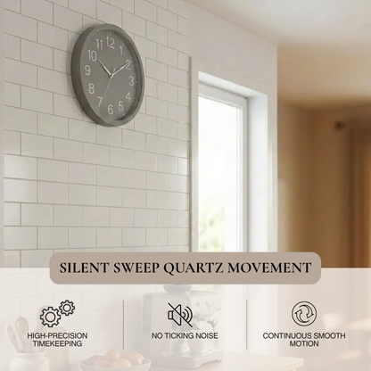 Contemporary Matte Grey Kitchen Wall Clock