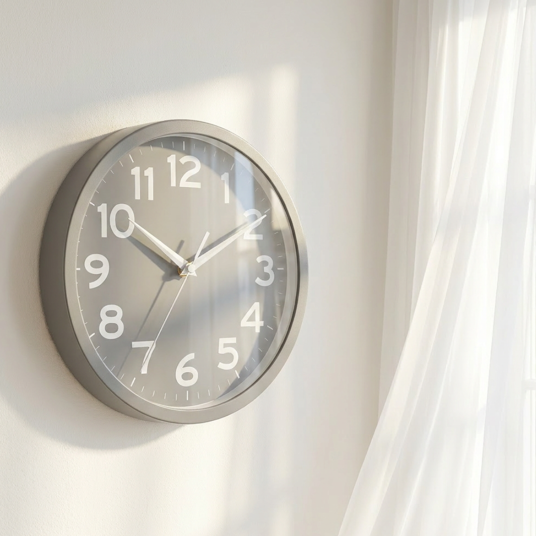 Contemporary Matte Grey Kitchen Wall Clock