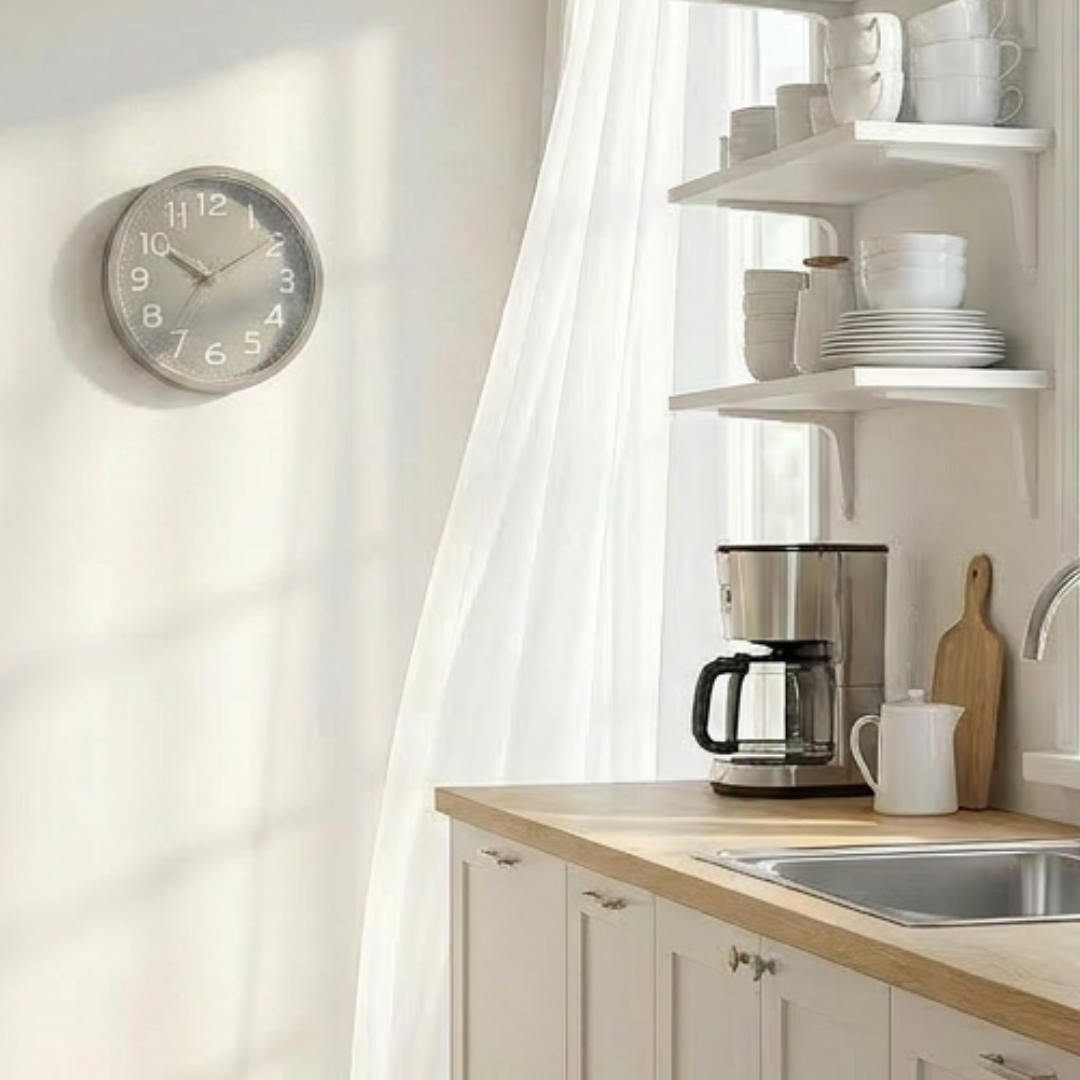 Contemporary Matte Grey Kitchen Wall Clock