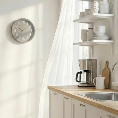 Contemporary Matte Grey Kitchen Wall Clock