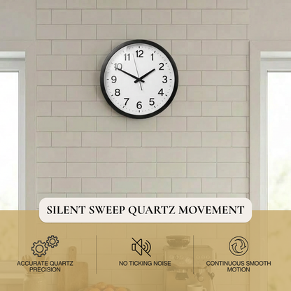 Modern Black Plastic Kitchen Wall Clock