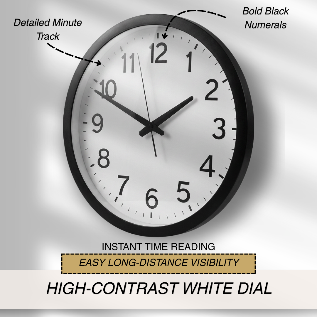 Modern Black Plastic Kitchen Wall Clock