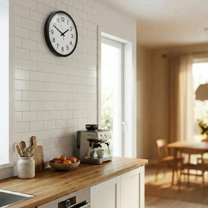 Modern Black Plastic Kitchen Wall Clock