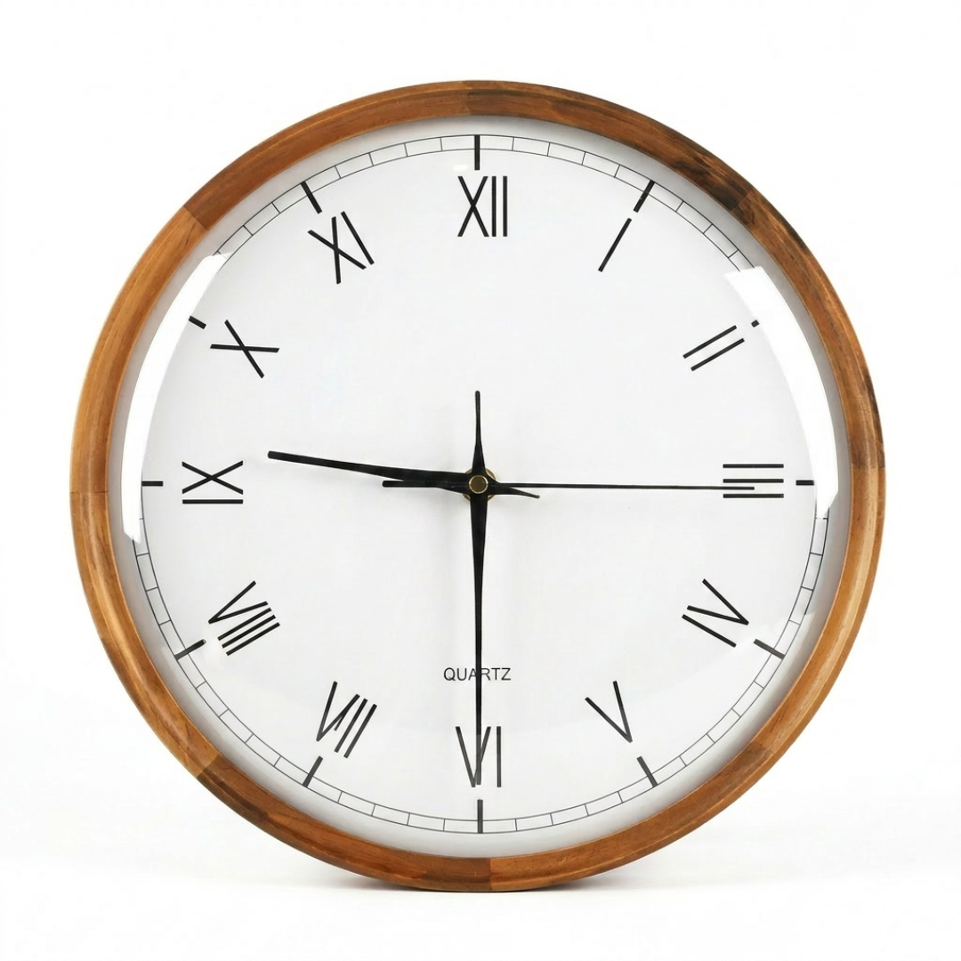 Modern Round Wooden Kitchen Wall Clock
