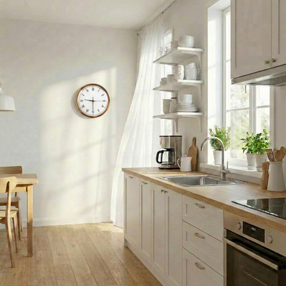 Modern Round Wooden Kitchen Wall Clock