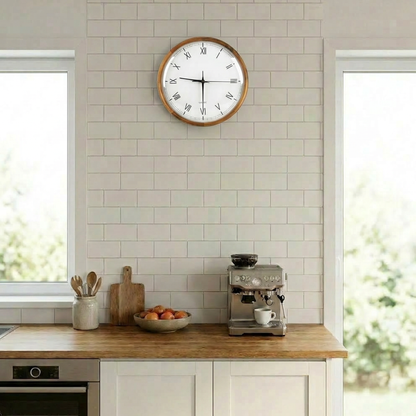 Modern Round Wooden Kitchen Wall Clock