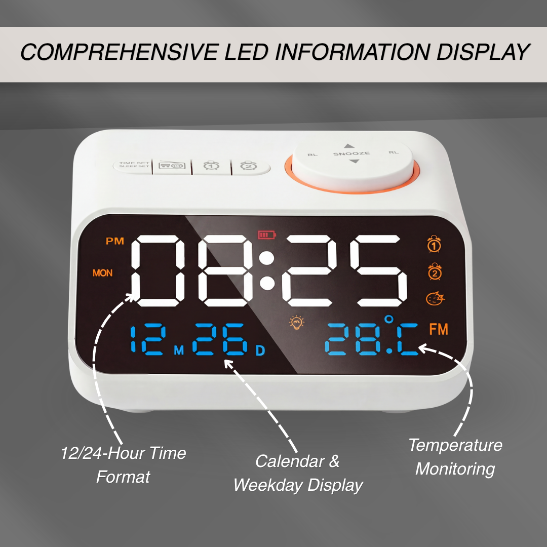Rechargeable FM Radio Alarm Clock