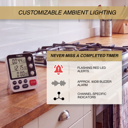Triple Channel Digital Kitchen Timer