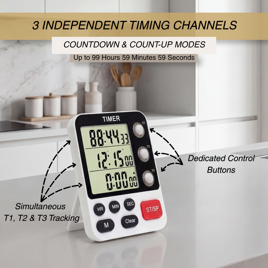 Triple Channel Digital Kitchen Timer