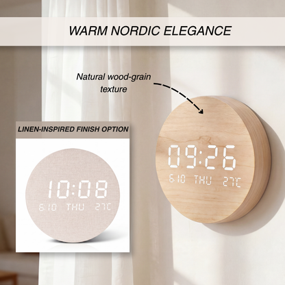Minimalist Nordic Wooden Digital Wall Clock