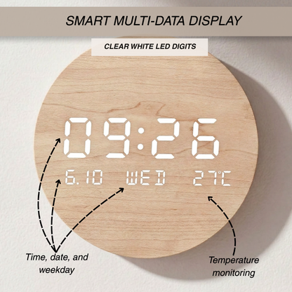 Minimalist Nordic Wooden Digital Wall Clock