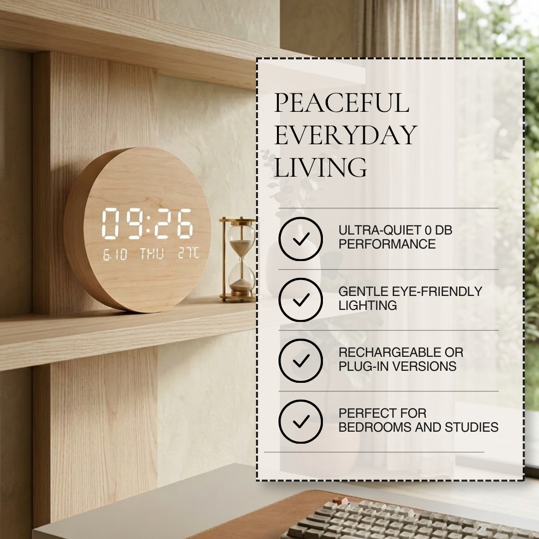 Minimalist Nordic Wooden Digital Wall Clock