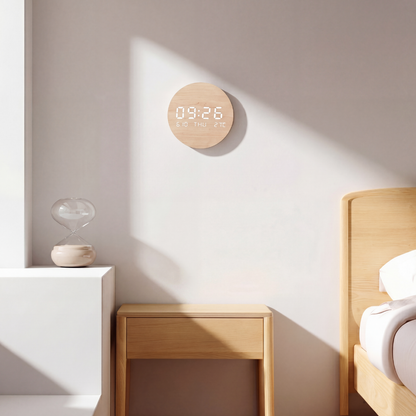 Minimalist Nordic Wooden Digital Wall Clock