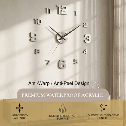 Large 3D Acrylic Wall Clock (DIY Sticker)