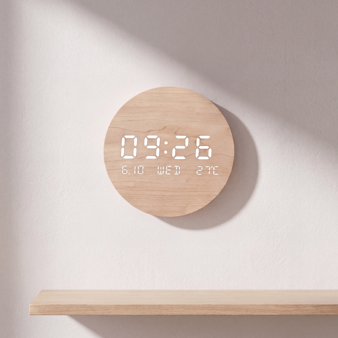 Minimalist Nordic Wooden Digital Wall Clock