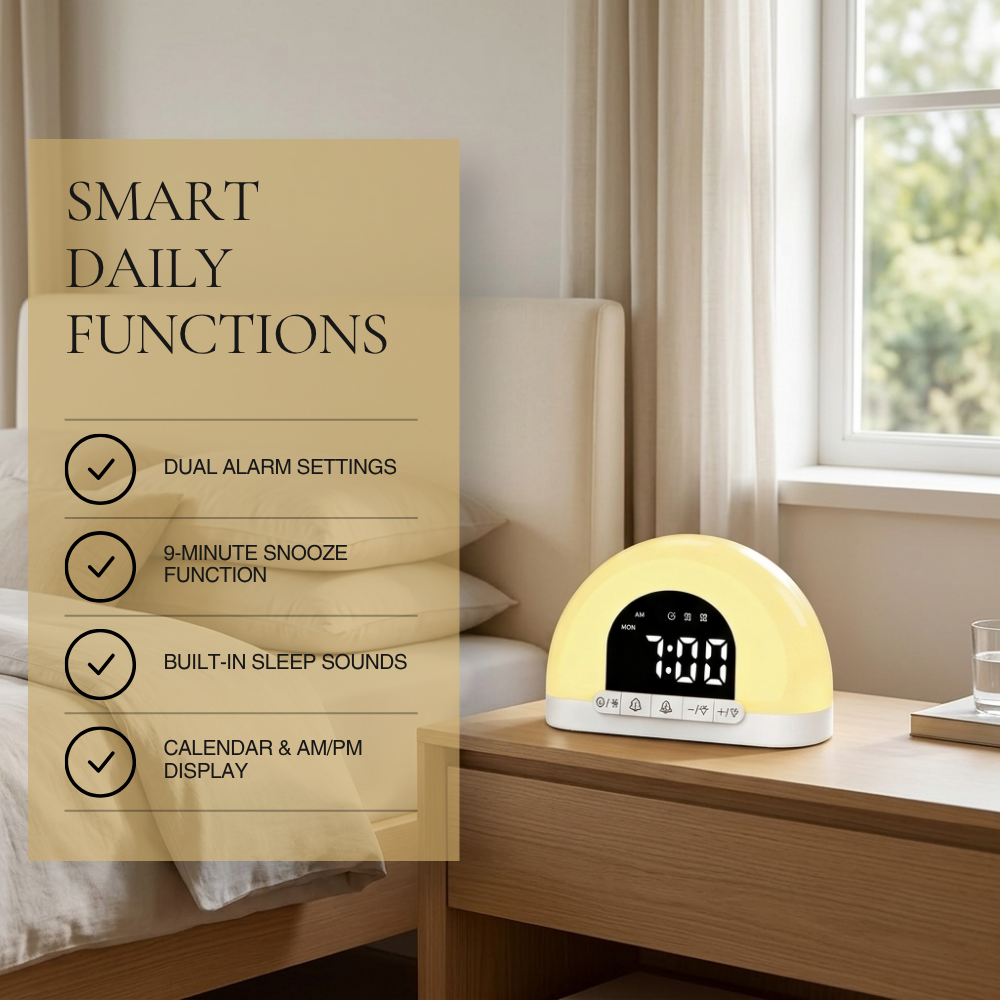 Semi-Circular Sunrise Wake Up Light Alarm Clock
