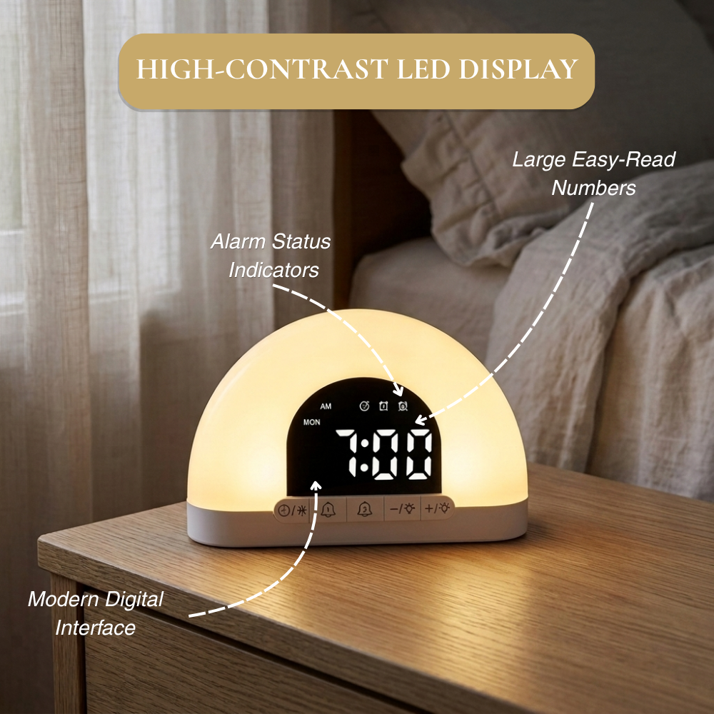 Semi-Circular Sunrise Wake Up Light Alarm Clock