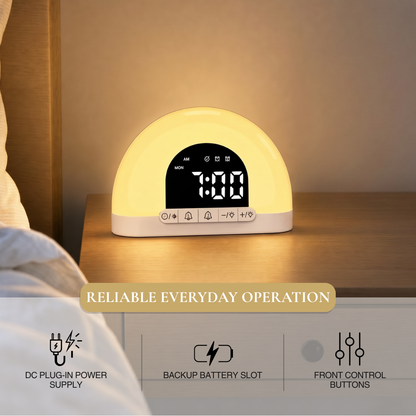 Semi-Circular Sunrise Wake Up Light Alarm Clock