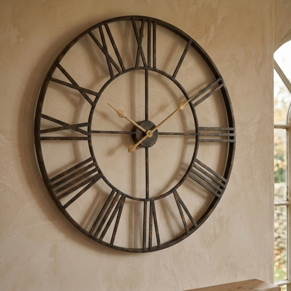 Industrial Large Iron Wall Clock