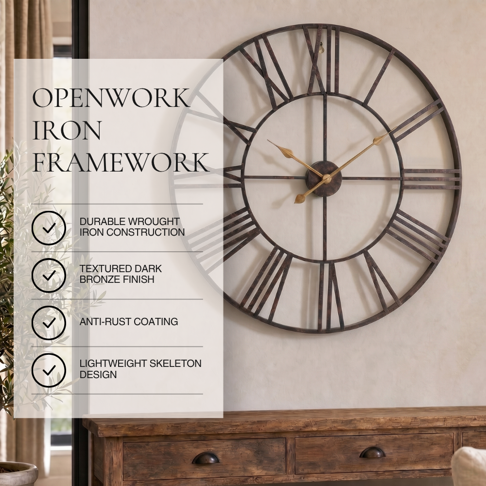 Industrial Large Iron Wall Clock