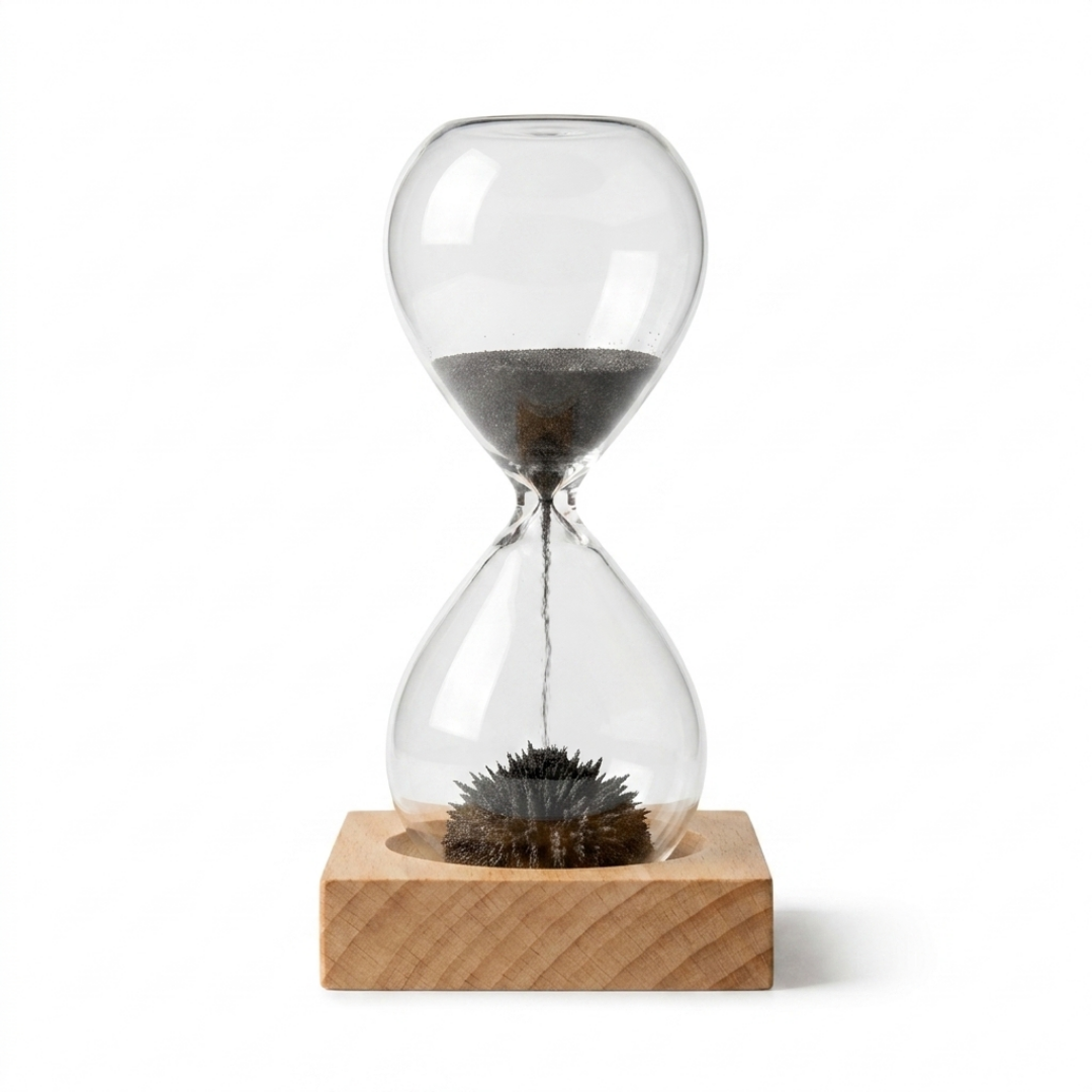 Magnetic Sand Hourglass with Natural Wooden Stand