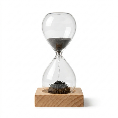 Magnetic Sand Hourglass with Natural Wooden Stand