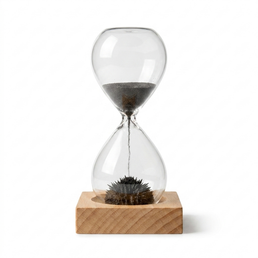 Magnetic Sand Hourglass with Natural Wooden Stand