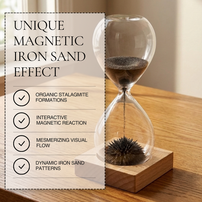 Magnetic Sand Hourglass with Natural Wooden Stand
