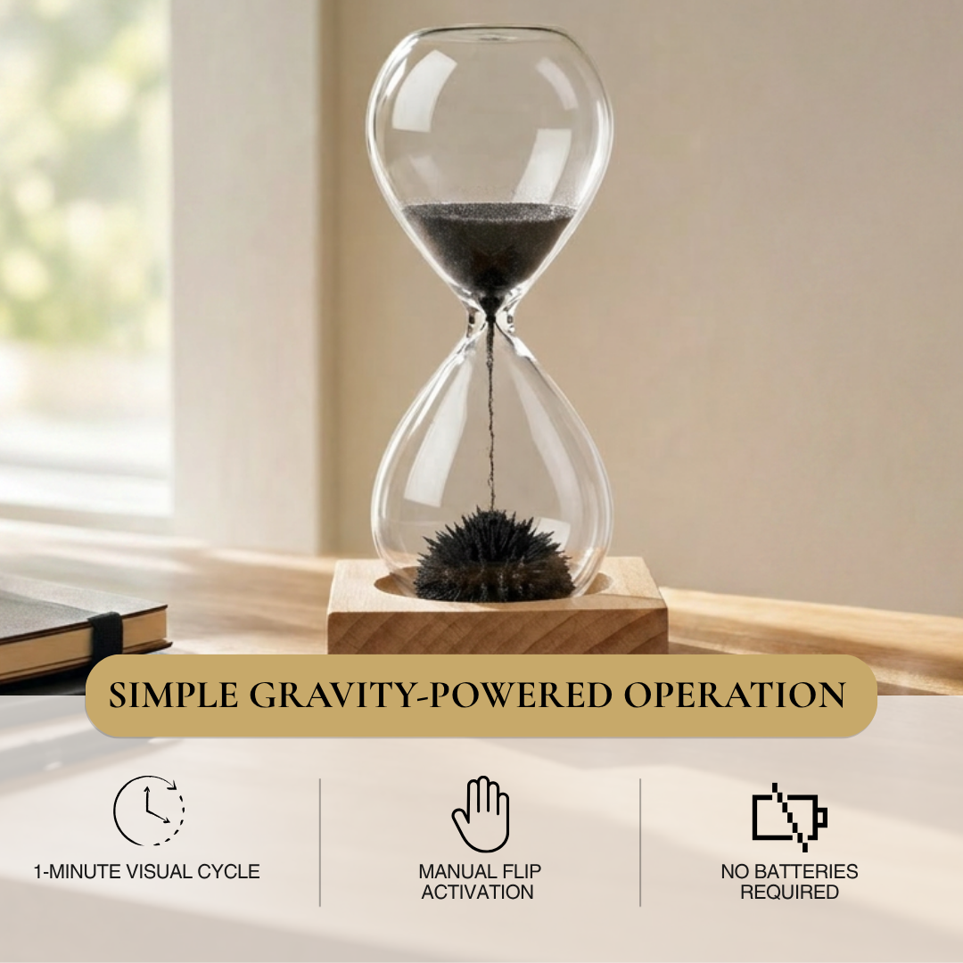 Magnetic Sand Hourglass with Natural Wooden Stand