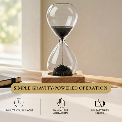 Magnetic Sand Hourglass with Natural Wooden Stand