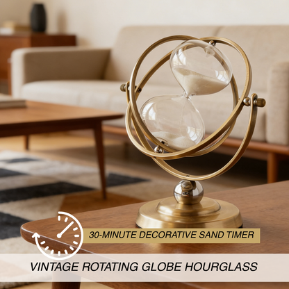 Vintage Globe Rotating Hourglass