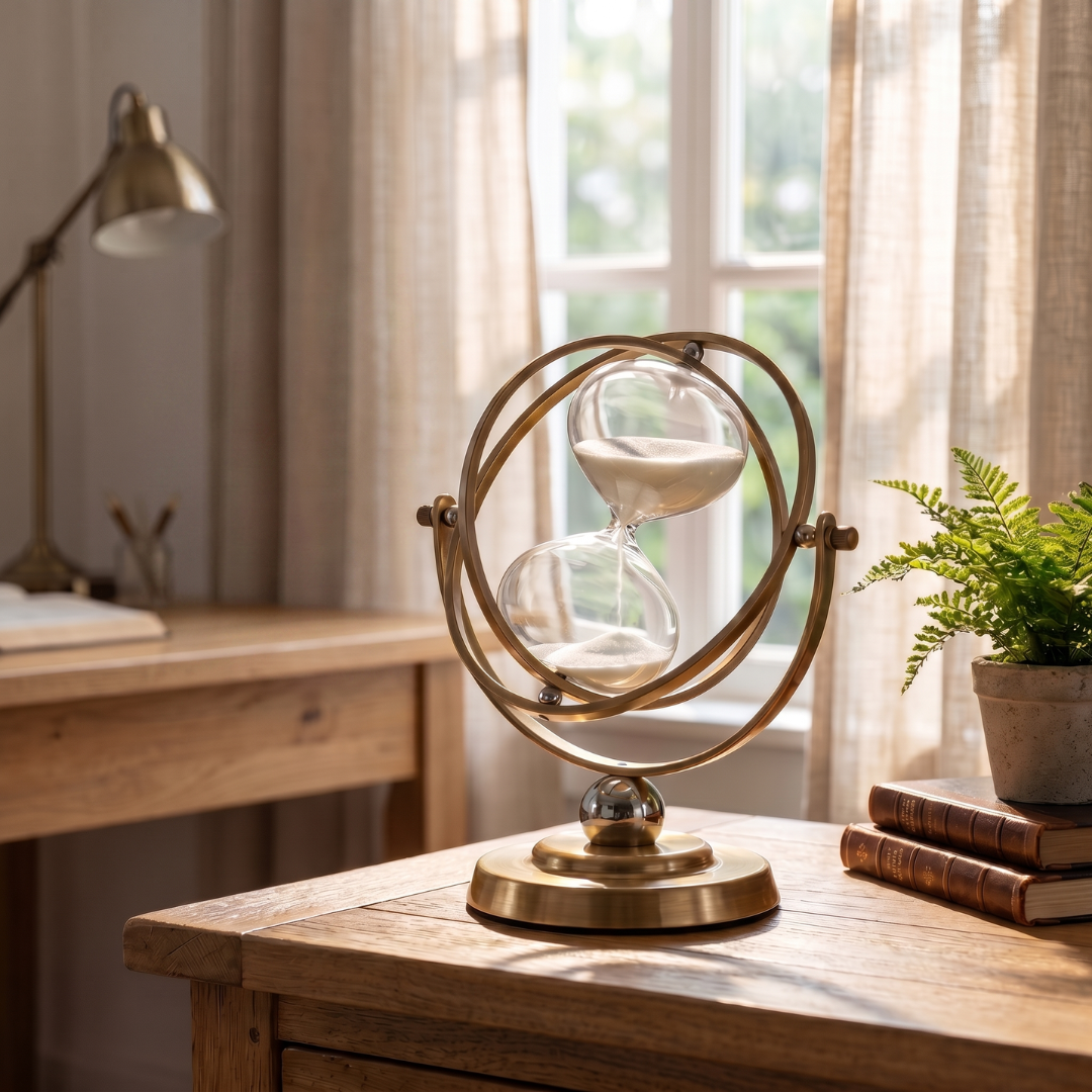 Vintage Globe Rotating Hourglass