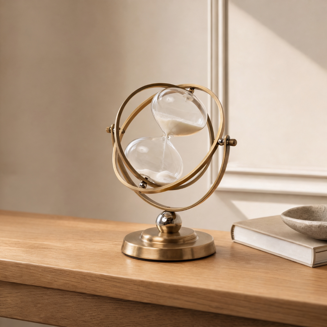 Vintage Globe Rotating Hourglass