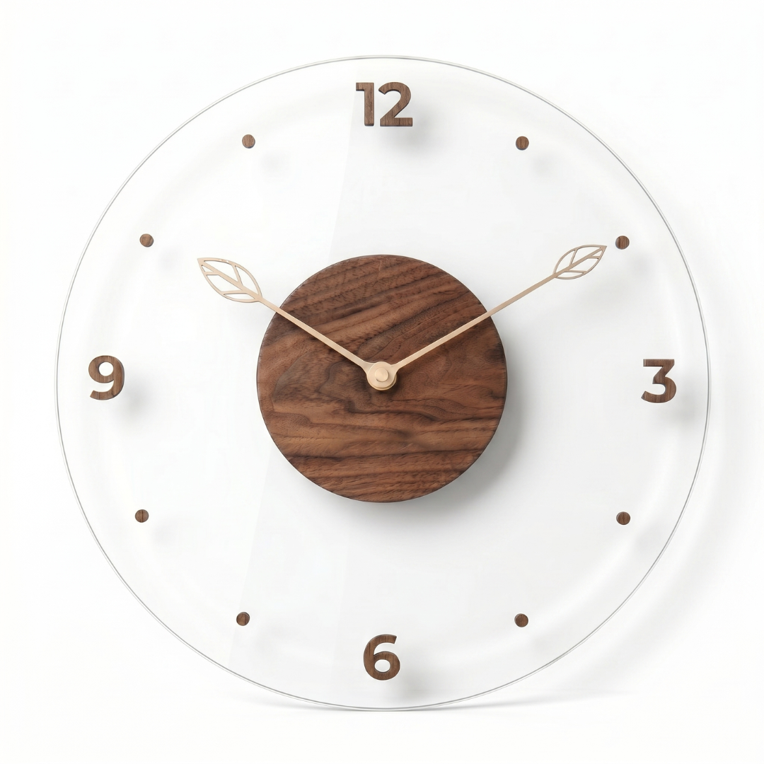 Modern Acrylic & Walnut Wall Clock