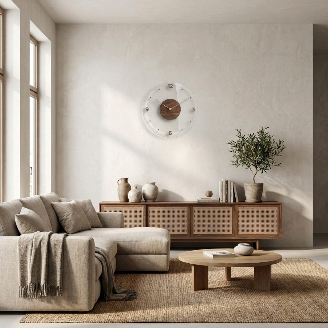 Modern Acrylic & Walnut Wall Clock