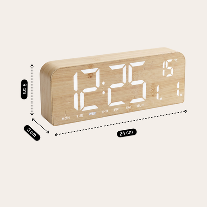 Modern Wood Grain LED Digital Alarm Clock