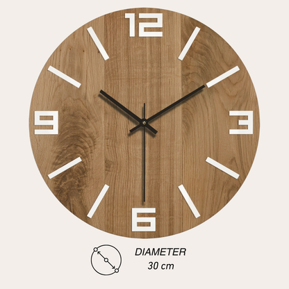 Modern Art Deco Round Wooden Wall Clock