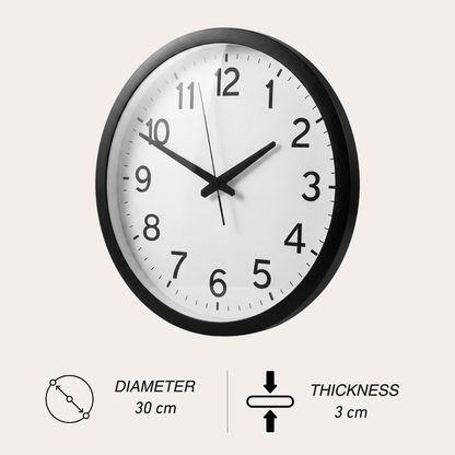 Modern Black Plastic Kitchen Wall Clock
