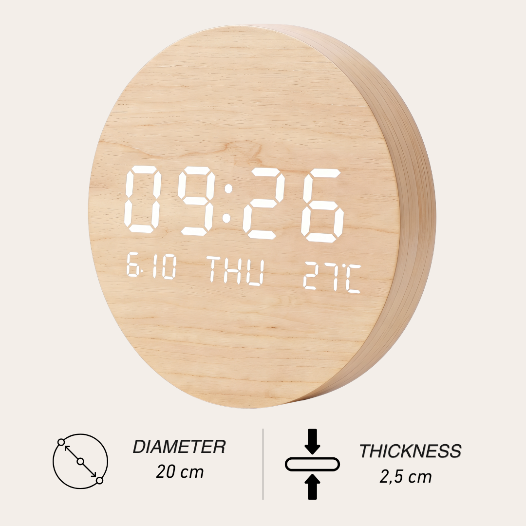 Minimalist Nordic Wooden Digital Wall Clock