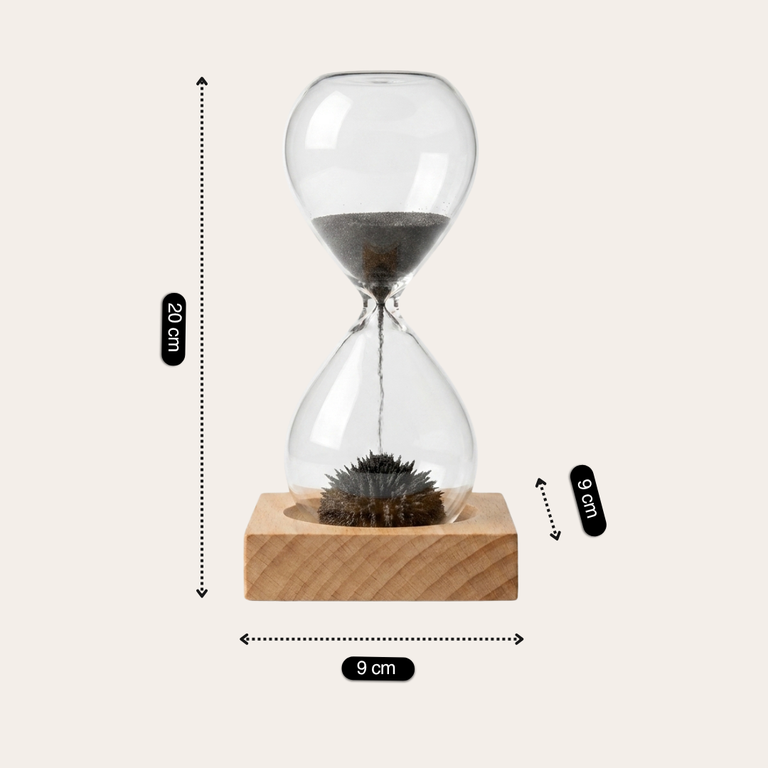 Magnetic Sand Hourglass with Natural Wooden Stand